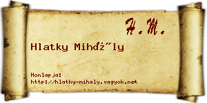 Hlatky Mihály névjegykártya